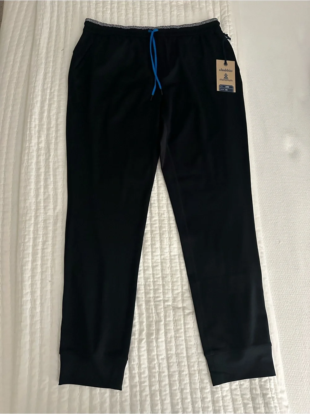 chubbies Black Joggers with Blue Drawstring